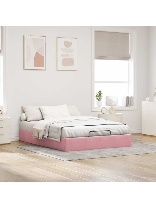 OTTOMANI VOODIRAAM ILMA MADRATSITA ROOSA 140X200 CM SAMET