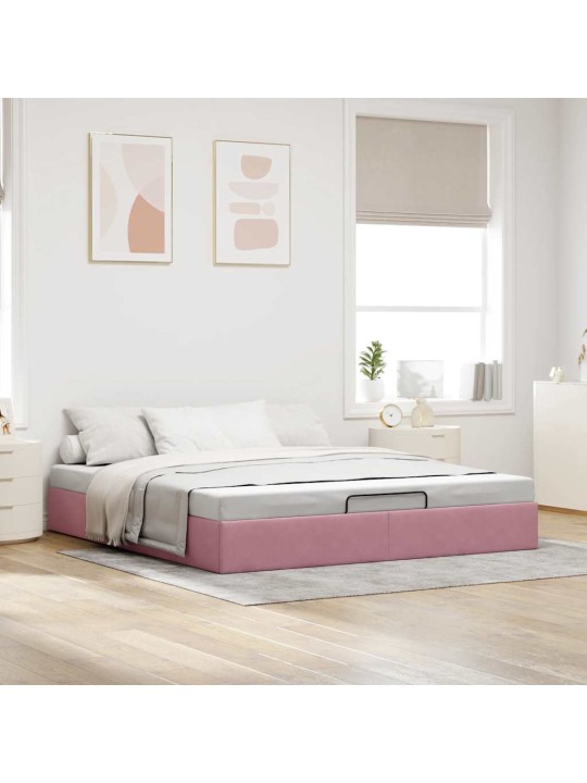 OTTOMANI VOODIRAAM ILMA MADRATSITA ROOSA 160X200 CM SAMET
