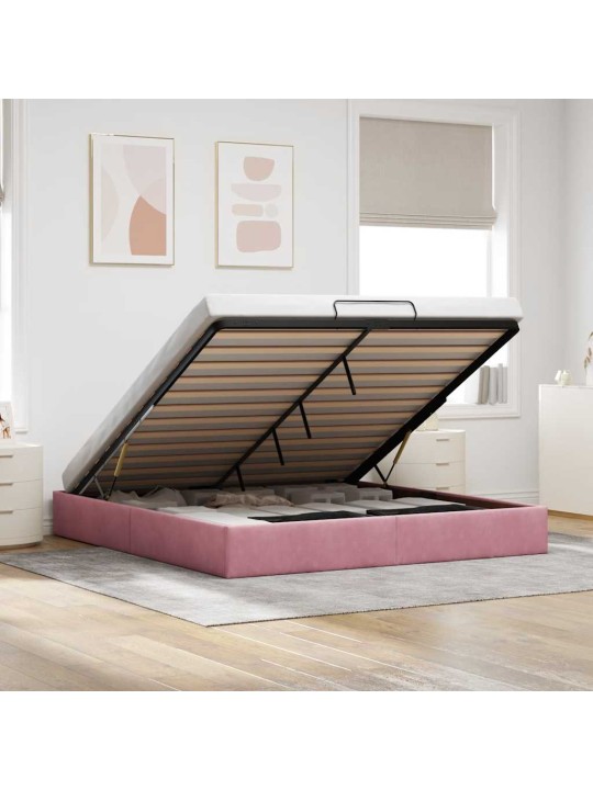 OTTOMANI VOODIRAAM ILMA MADRATSITA ROOSA 160X200 CM SAMET