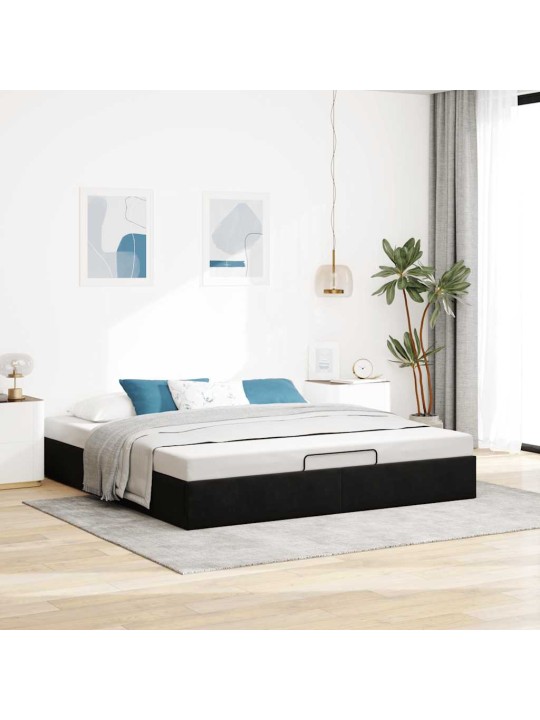 OTTOMANI VOODIRAAM ILMA MADRATSITA, MUST, 200X200 CM, SAMET