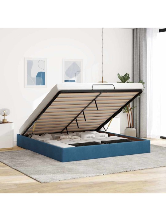 OTTOMANI VOODIRAAM ILMA MADRATSITA, TUMESININE 200X200 CM SAMET