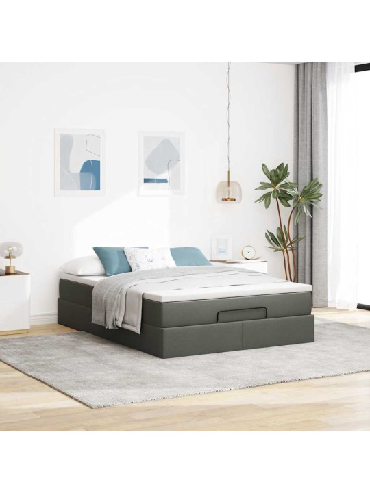 OTTOMANI VOODI MADRATSIGA, TUMEHALL, 140X200 CM, KANGAS