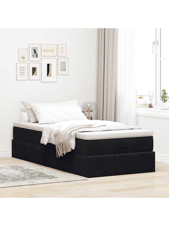 OTTOMANI VOODIRAAM MADRATSIGA, MUST, 90X190CM, SAMET