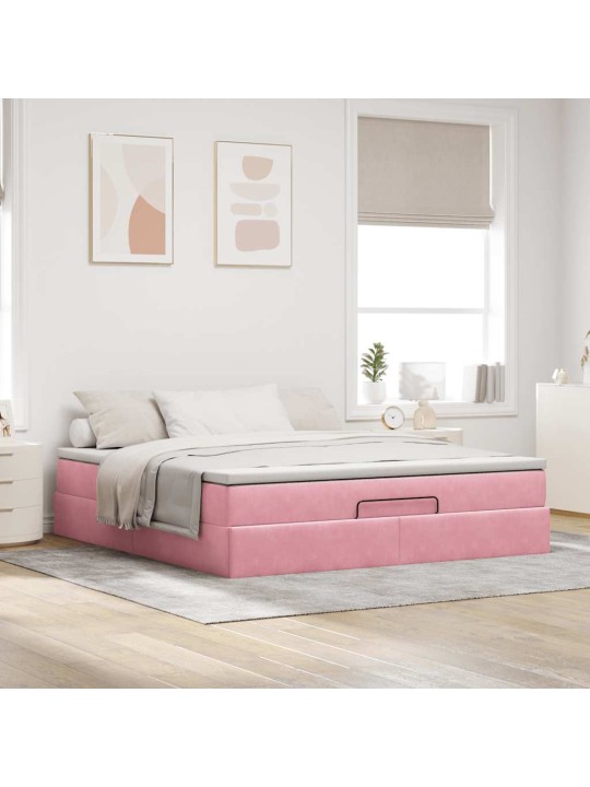 OTTOMANI VOODI MADRATSIGA ROOSA 160X200CM SAMET