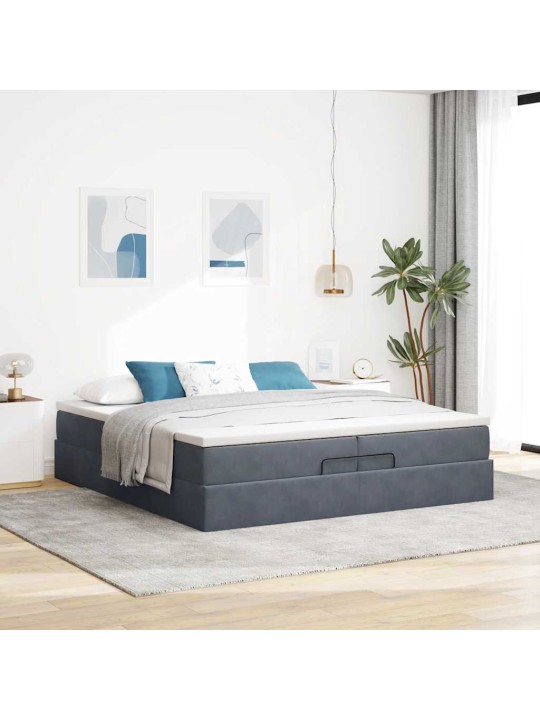 OTTOMANI VOODIRAAM MADRATSITEGA, TUMEHALL, 200X200 CM, SAMET