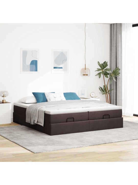 OTTOMANI VOODIRAAM MADRATSITEGA, TUMEPRUUN, 180X200CM, KANGAS