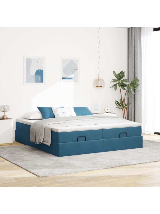 OTTOMANI VOODIRAAM MADRATSITEGA, TUMESININE, 180X200 CM, SAMET