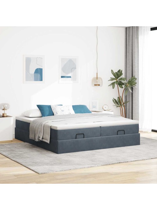 OTTOMANI VOODIRAAM MADRATSITEGA, TUMEHALL, 200X200 CM, SAMET