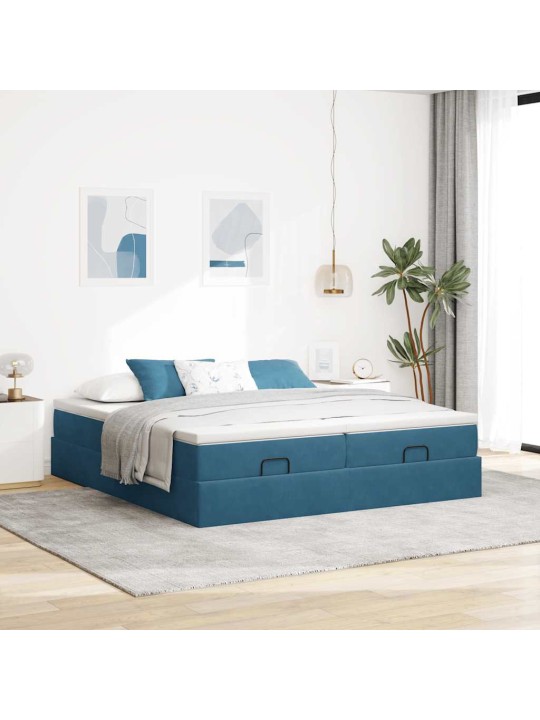 OTTOMANI VOODIRAAM MADRATSITEGA, TUMESININE, 200X200 CM, SAMET