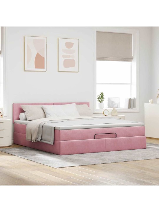 OTTOMANI VOODI MADRATSIGA ROOSA 160X200 CM SAMET