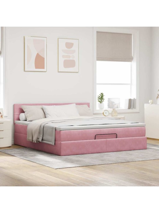 OTTOMANI VOODI MADRATSIGA ROOSA 160X200 CM SAMET