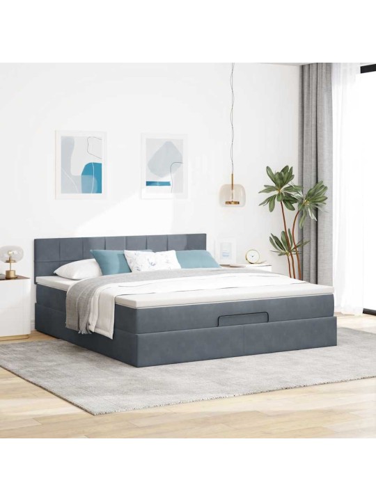 OTTOMANI VOODI MADRATSIGA, TUMEHALL, 180X200 CM, SAMET