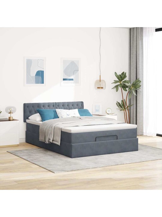OTTOMANI VOODI MADRATSIGA, TUMEHALL, 140X200 CM, SAMET