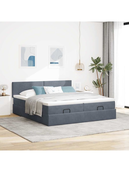 OTTOMANI VOODIRAAM MADRATSITEGA, TUMEHALL, 180X200 CM, SAMET