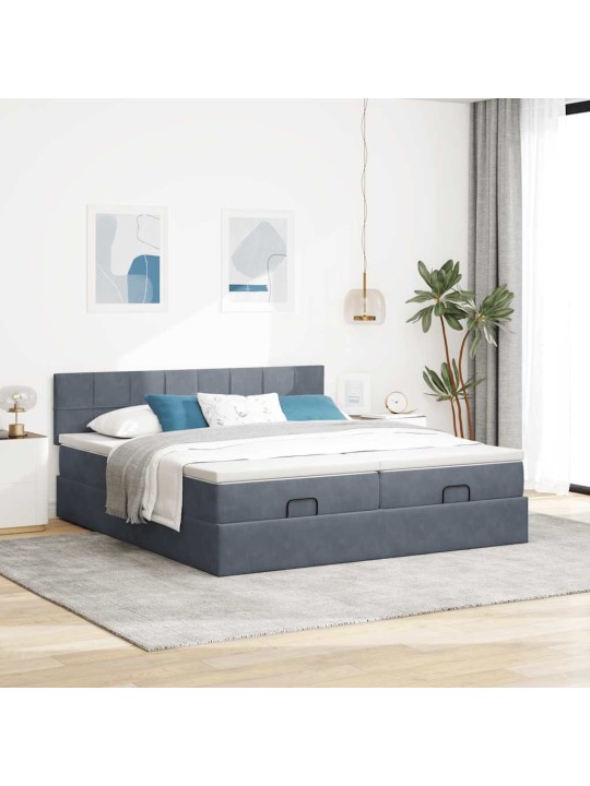 OTTOMANI VOODIRAAM MADRATSITEGA, TUMEHALL, 200X200 CM, SAMET