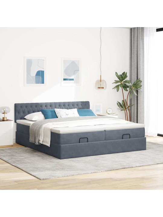 OTTOMANI VOODIRAAM MADRATSITEGA, TUMEHALL, 200X200 CM, SAMET