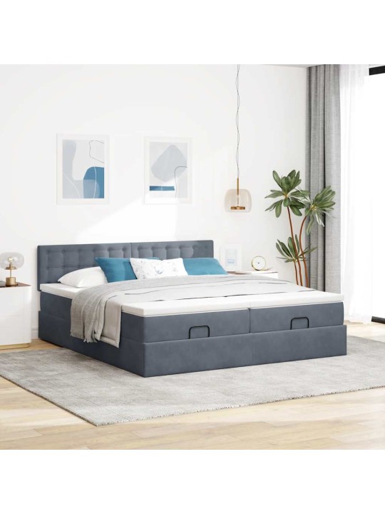 OTTOMANI VOODIRAAM MADRATSITEGA, TUMEHALL, 180X200 CM, SAMET