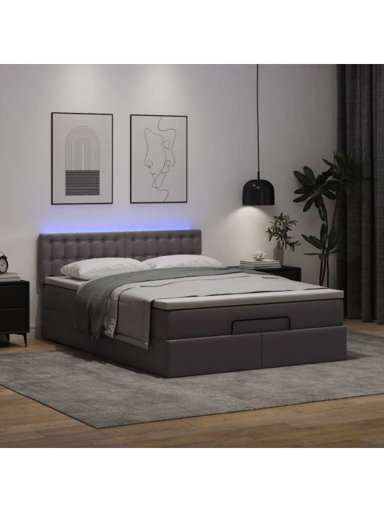 OTTOMANI VOODI MADRATSITEGA JA LED, HALL, 140X200CM, SAMET