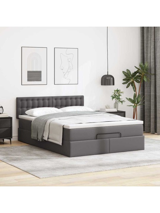 OTTOMANI VOODI MADRATSITEGA JA LED, HALL, 140X200CM, SAMET