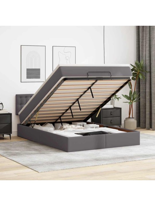 OTTOMANI VOODI MADRATSITEGA JA LED, HALL, 140X200CM, SAMET
