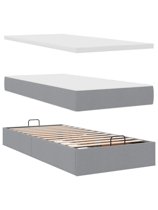OTTOMANI VOODI MADRATSITA JA LED, HELEHALL, 90X200 CM, KANGAS