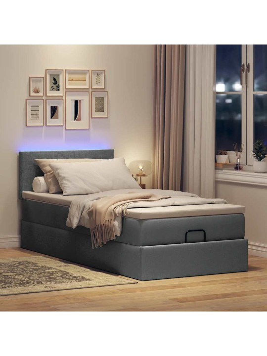 OTTOMANI VOODI MADRATSITA JA LED, TUMEHALL, 90X200 CM, KANGAS