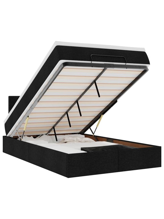 OTTOMANI VOODI MADRATSI JA LED, MUST, 120X190 CM, KANGAS