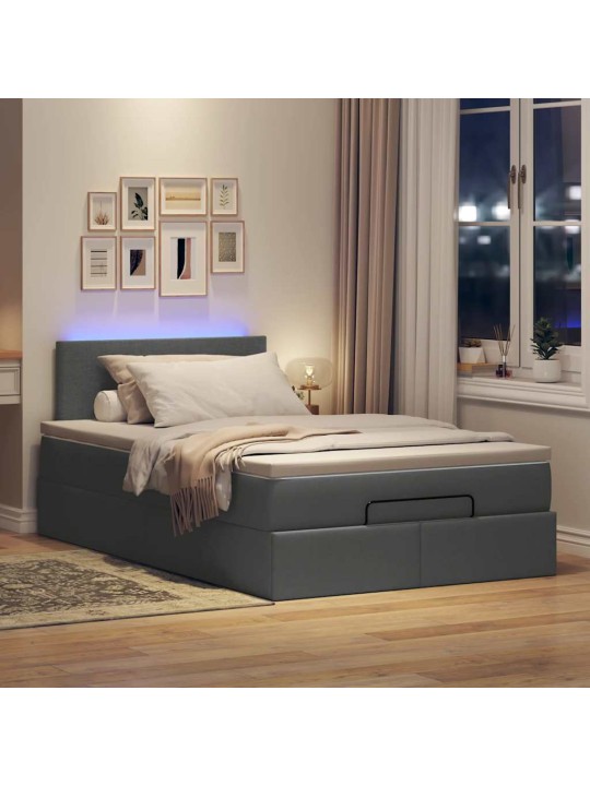 OTTOMANI VOODI MADRATSITA JA LED, TUMEHALL, 120X200 CM, KANGAS