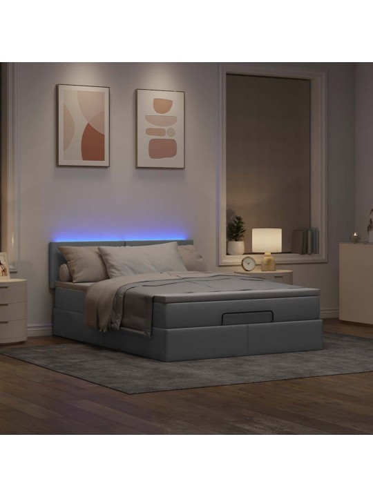 OTTOMANI VOODI MADRATSITA JA LED, HELEHALL, 140X190CM, KANGAS