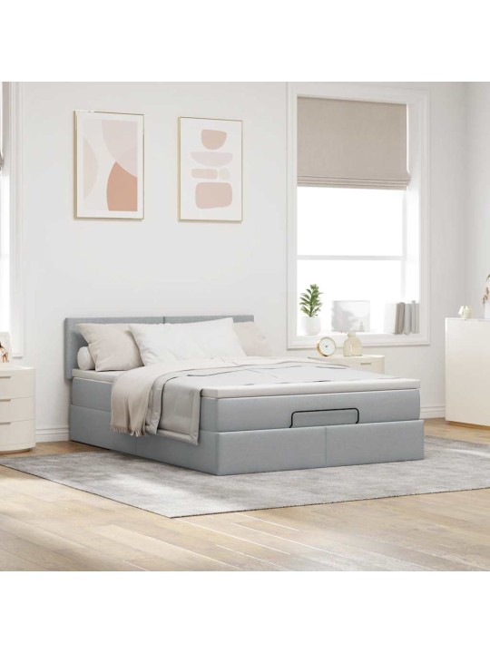 OTTOMANI VOODI MADRATSITA JA LED, HELEHALL, 140X190CM, KANGAS