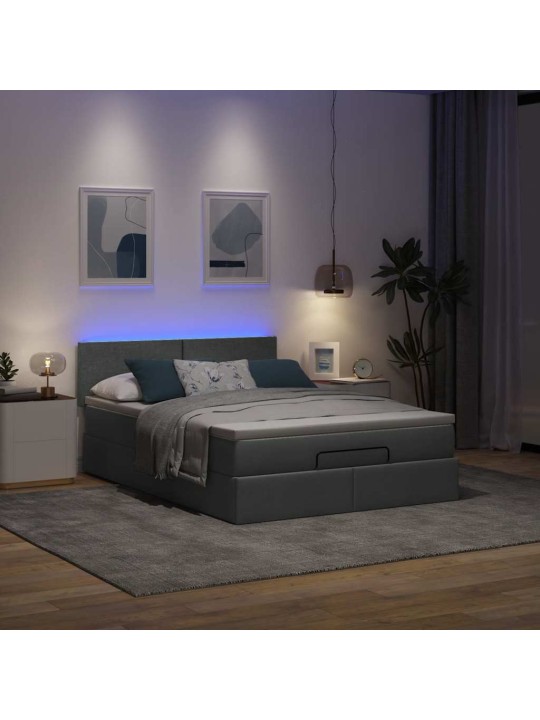 OTTOMANI VOODI MADRATSITA JA LED, TUMEHALL, 140X190CM, KANGAS