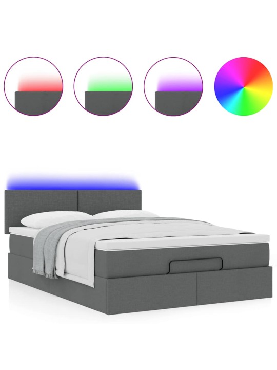 OTTOMANI VOODI MADRATSITA JA LED, TUMEHALL, 140X190CM, KANGAS