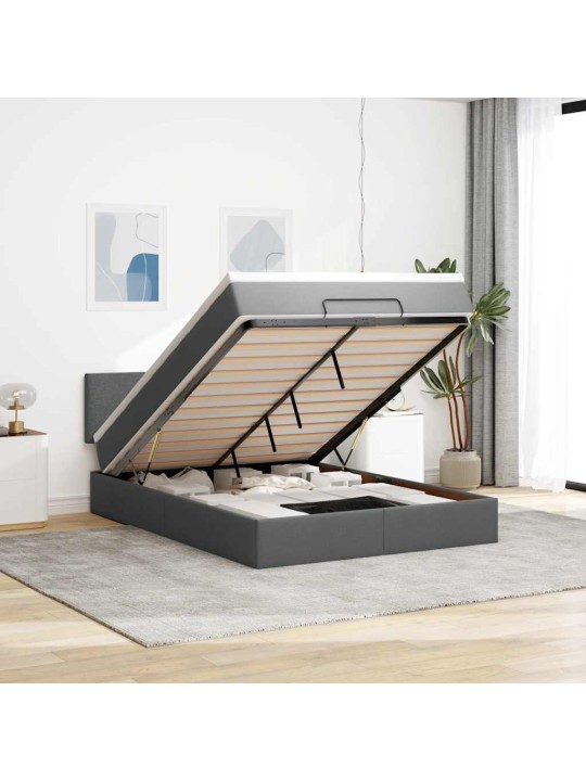 OTTOMANI VOODI MADRATSITA JA LED, TUMEHALL, 140X190CM, KANGAS