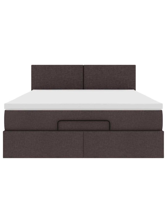 OTTOMANI VOODI MADRATSITA JA LED, TUMEPRUUN, 140X190CM, KANGAS