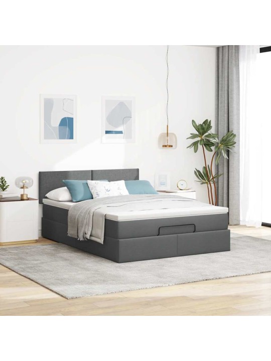 OTTOMANI VOODI MADRATSITA JA LED, TUMEHALL, 140X200 CM, KANGAS