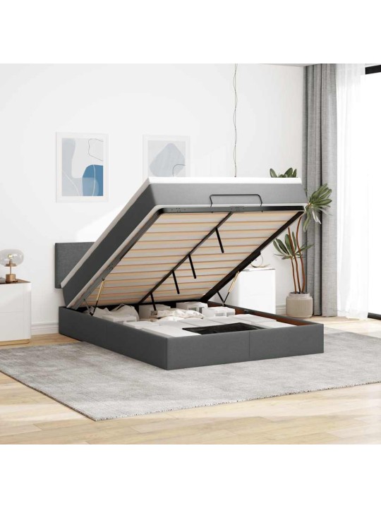 OTTOMANI VOODI MADRATSITA JA LED, TUMEHALL, 140X200 CM, KANGAS