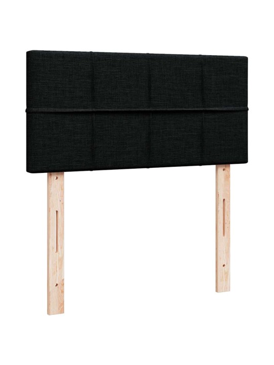 OTTOMANI VOODI MADRATSI JA LED, MUST, 80X200CM, KANGAS