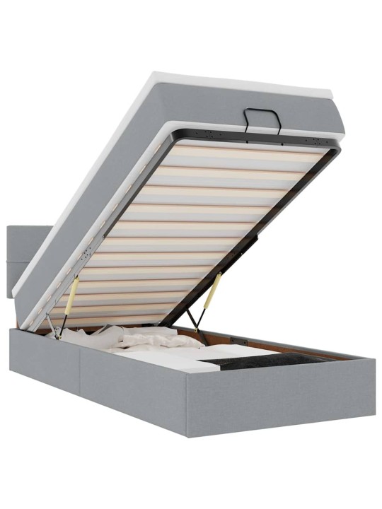 OTTOMANI VOODI MADRATSITA JA LED, HELEHALL, 90X200 CM, KANGAS