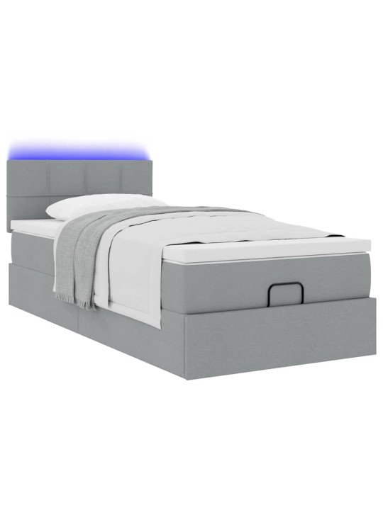 OTTOMANI VOODI MADRATSITA JA LED, HELEHALL, 90X200 CM, KANGAS