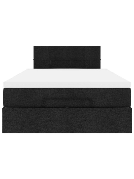 OTTOMANI VOODI MADRATSI JA LED, MUST, 120X190 CM, KANGAS