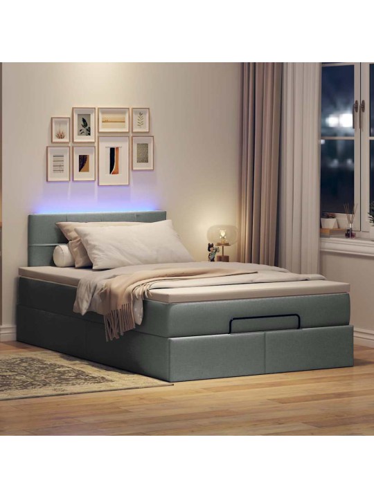 OTTOMANI VOODI MADRATSITA JA LED, TUMEHALL, 120X200 CM, KANGAS