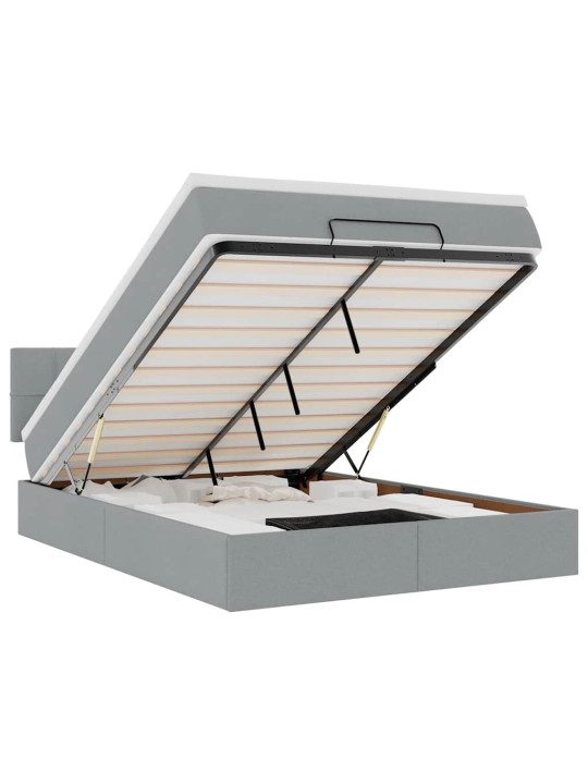 OTTOMANI VOODI MADRATSITA JA LED, HELEHALL, 140X190CM, KANGAS