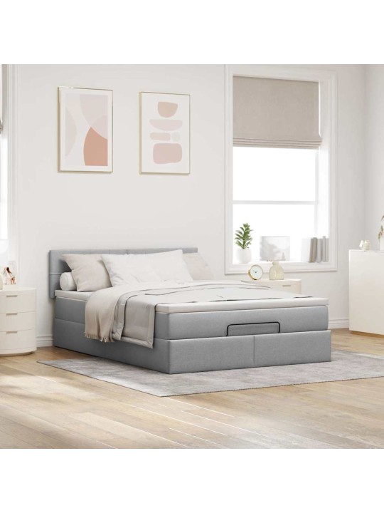 OTTOMANI VOODI MADRATSITA JA LED, HELEHALL, 140X190CM, KANGAS