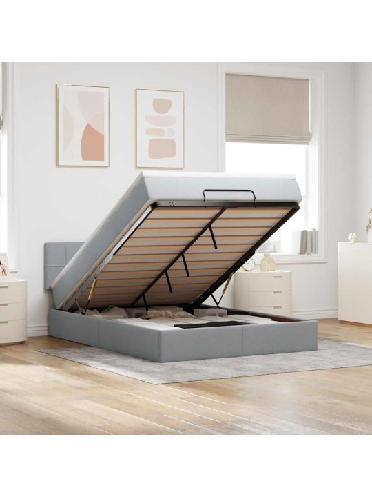 OTTOMANI VOODI MADRATSITA JA LED, HELEHALL, 140X190CM, KANGAS