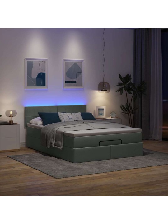 OTTOMANI VOODI MADRATSITA JA LED, TUMEHALL, 140X190CM, KANGAS