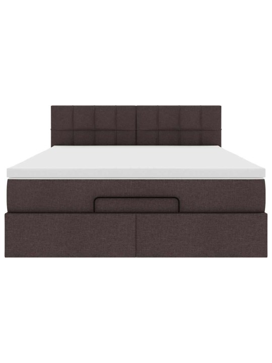 OTTOMANI VOODI MADRATSITA JA LED, TUMEPRUUN, 140X190CM, KANGAS