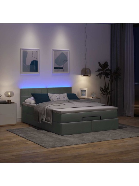 OTTOMANI VOODI MADRATSITA JA LED, TUMEHALL, 140X200 CM, KANGAS
