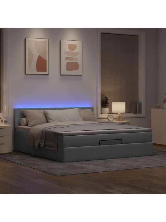 OTTOMANI VOODI MADRATSI JA LED, HELEHALL, 180X200CM, KANGAS