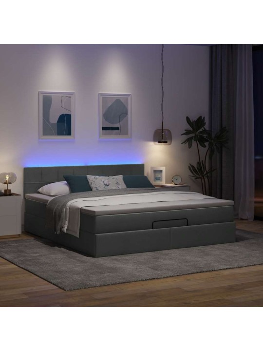 OTTOMANI VOODI MADRATSI JA LED, TUMEHALL, 180X200CM, KANGAS