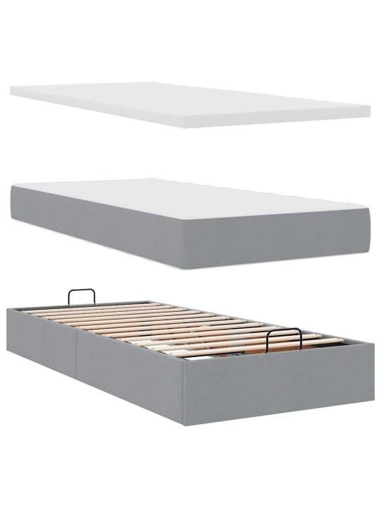 OTTOMANI VOODI MADRATSITA JA LED, HELEHALL, 90X200 CM, KANGAS